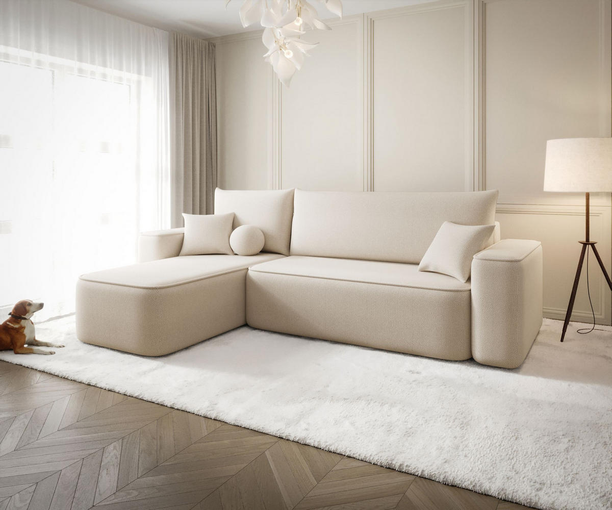 ECKSOFA mit Schlaffunktion SENNO Curio 09 Links - Ecru, Textil (250/150cm) - Bedante