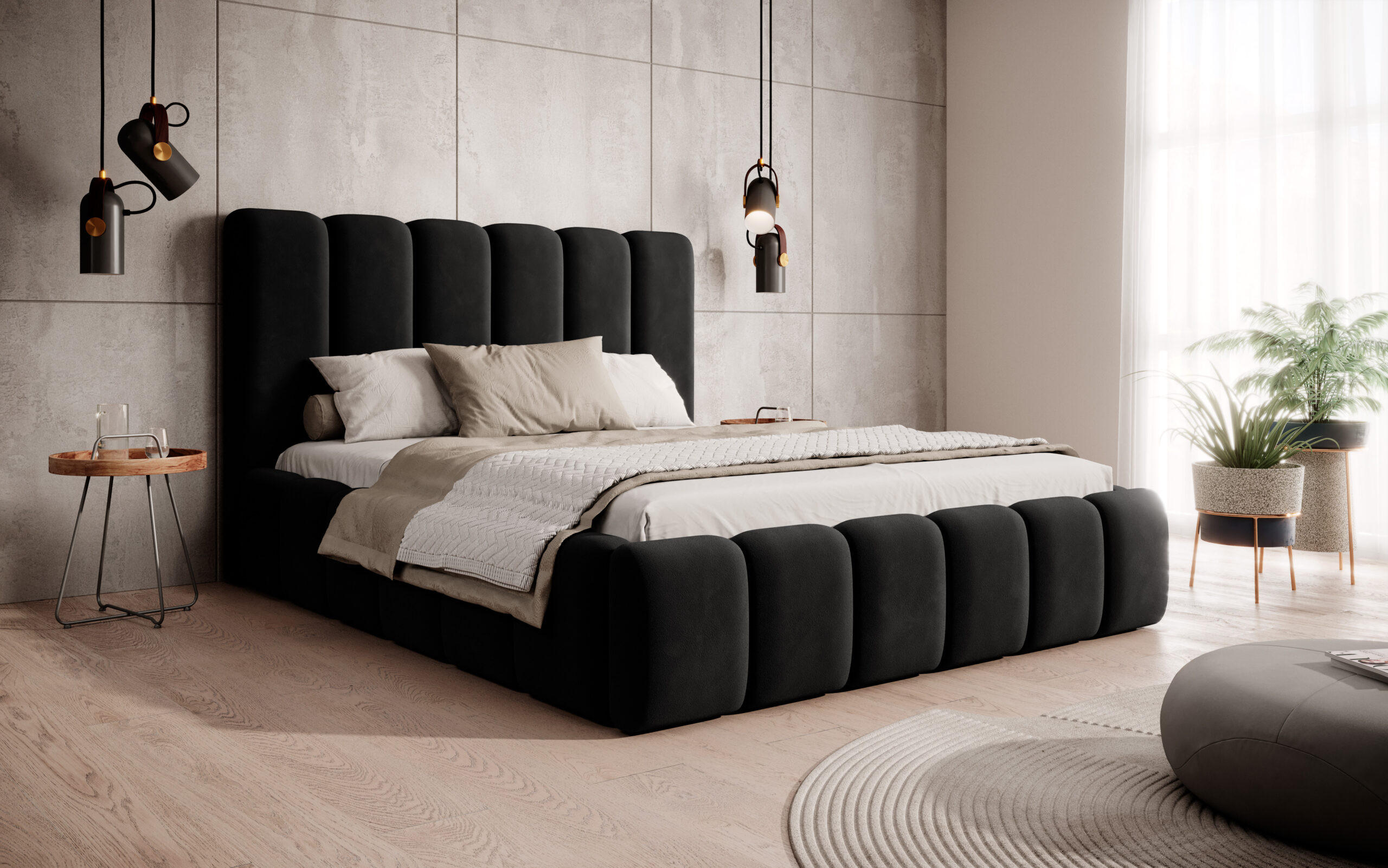 POLSTERBETT Doppelbett Ardal 180x200 cm, Schwarz - Schwarz, Textil (180/200cm) - Fedve
