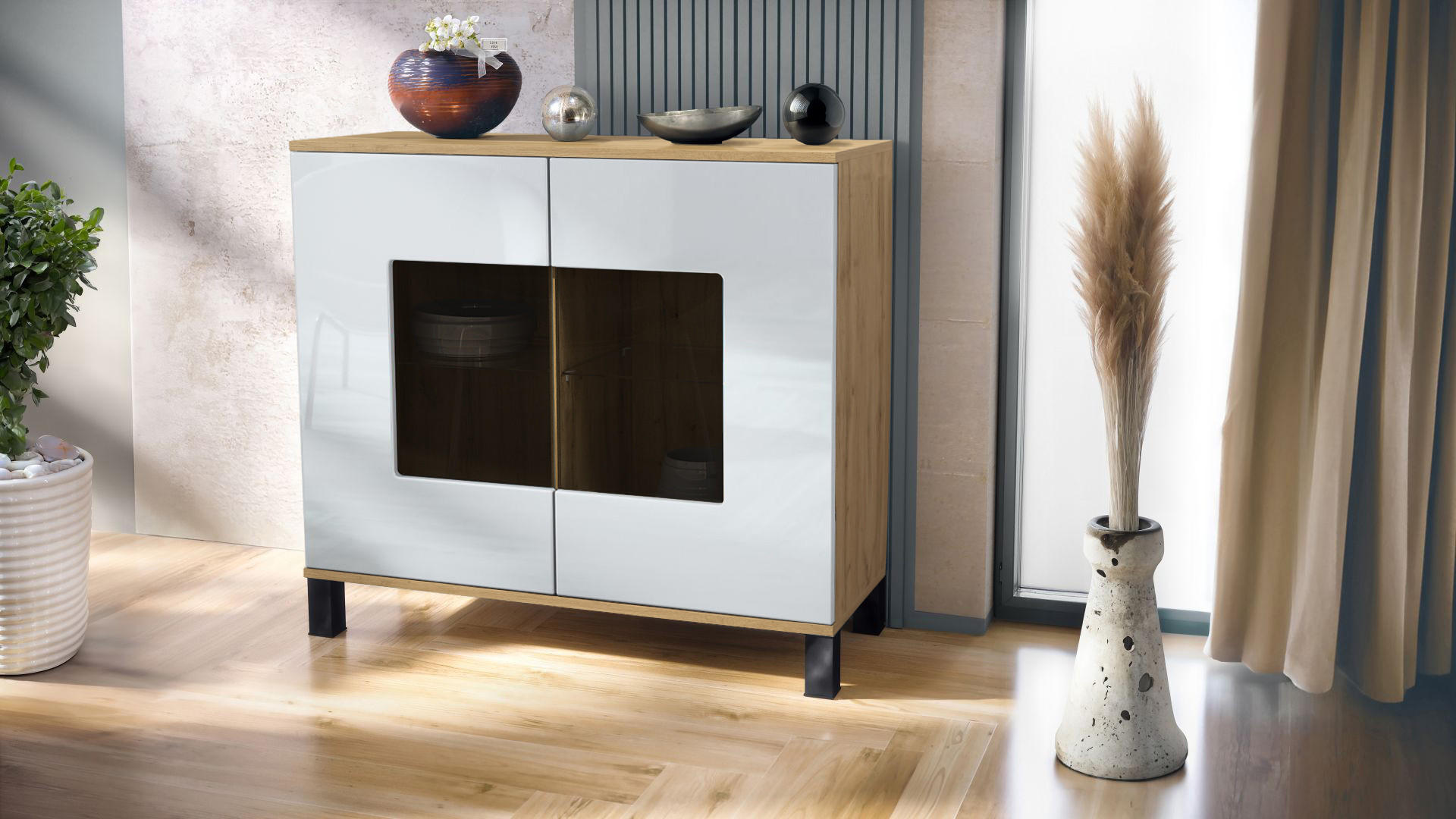 KOMMODE Grömitz Weiß Hochglanz - Weiß Hochglanz, Holzwerkstoff (92.5/84.5/35cm) - Vladon