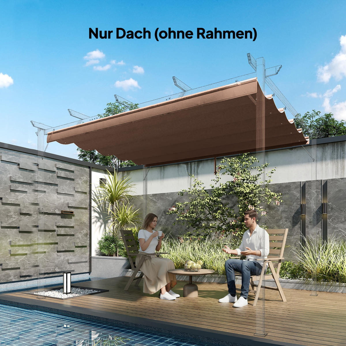 ERSATZDACH mit Regenabflusslöchern aus Polyester Kaffee - Braun, Textil (255/6/250cm) - Outsunny