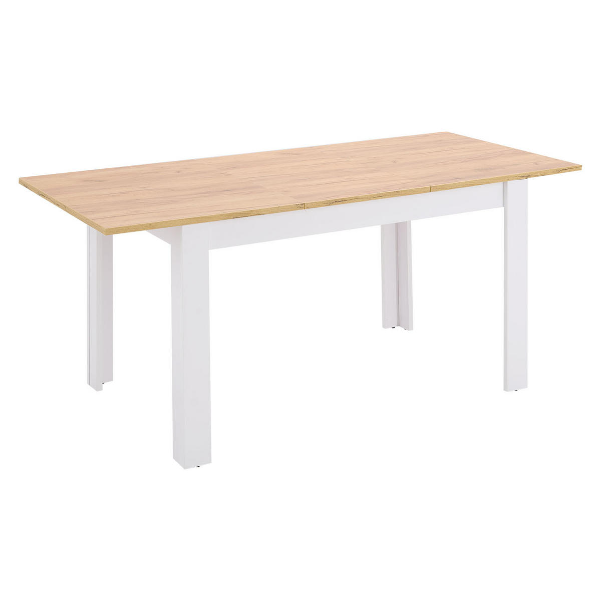 ESSTISCH Weiß in Naturholz135x86 cm ausziehbar - Weiß/Naturfarben, Holzwerkstoff (135/86/77cm) - Homestyle4u