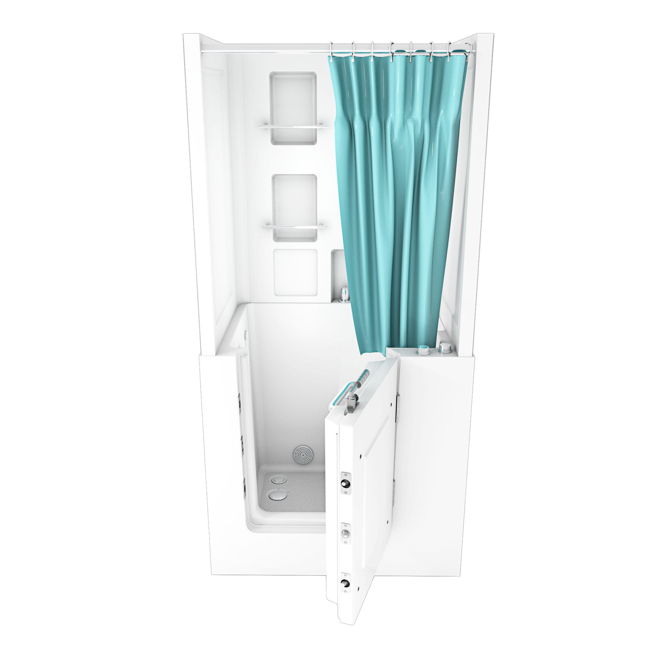 SENIORENDUSCHE Wanne Whirlpool S02D-WP-TH-C-R 100x78x205cm - Weiß, Glas/Kunststoff (100/78/205cm) - AcquaVapore by Sandra Jentho