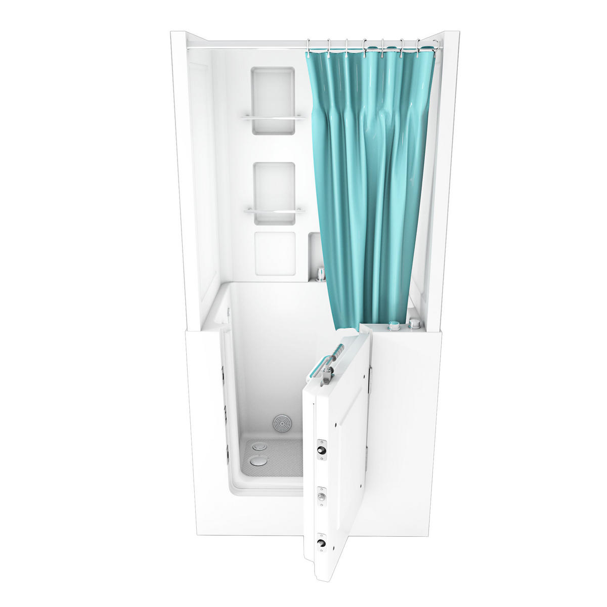 SENIORENDUSCHE Wanne Whirlpool S02D-WP-TH-C-R 100x78x205cm - Weiß, Glas/Kunststoff (100/78/205cm) - AcquaVapore by Sandra Jentho