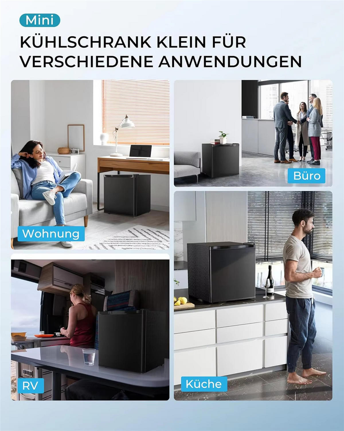 MINIKÜHLSCHRANK 46 L Schwarz mit Gefrierfach - Schwarz, Metall (44.4/48.3/46.8cm) - Coonoor