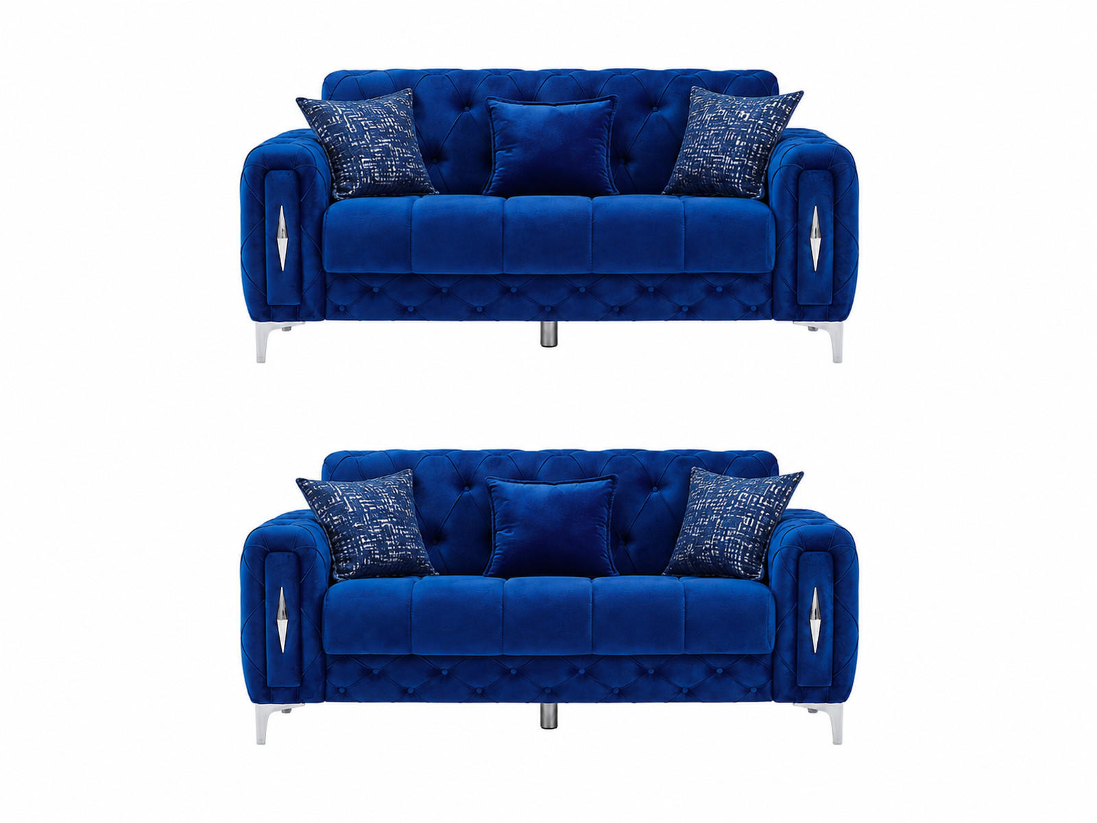 SITZGARNITUR Patna, Blau Stellvariante 2+2 - Blau, Holzwerkstoff/Kunststoff (180/80/100cm)