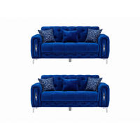 SITZGARNITUR Patna, Blau Stellvariante 2+2 - Blau, Holzwerkstoff/Kunststoff (180/80/100cm)