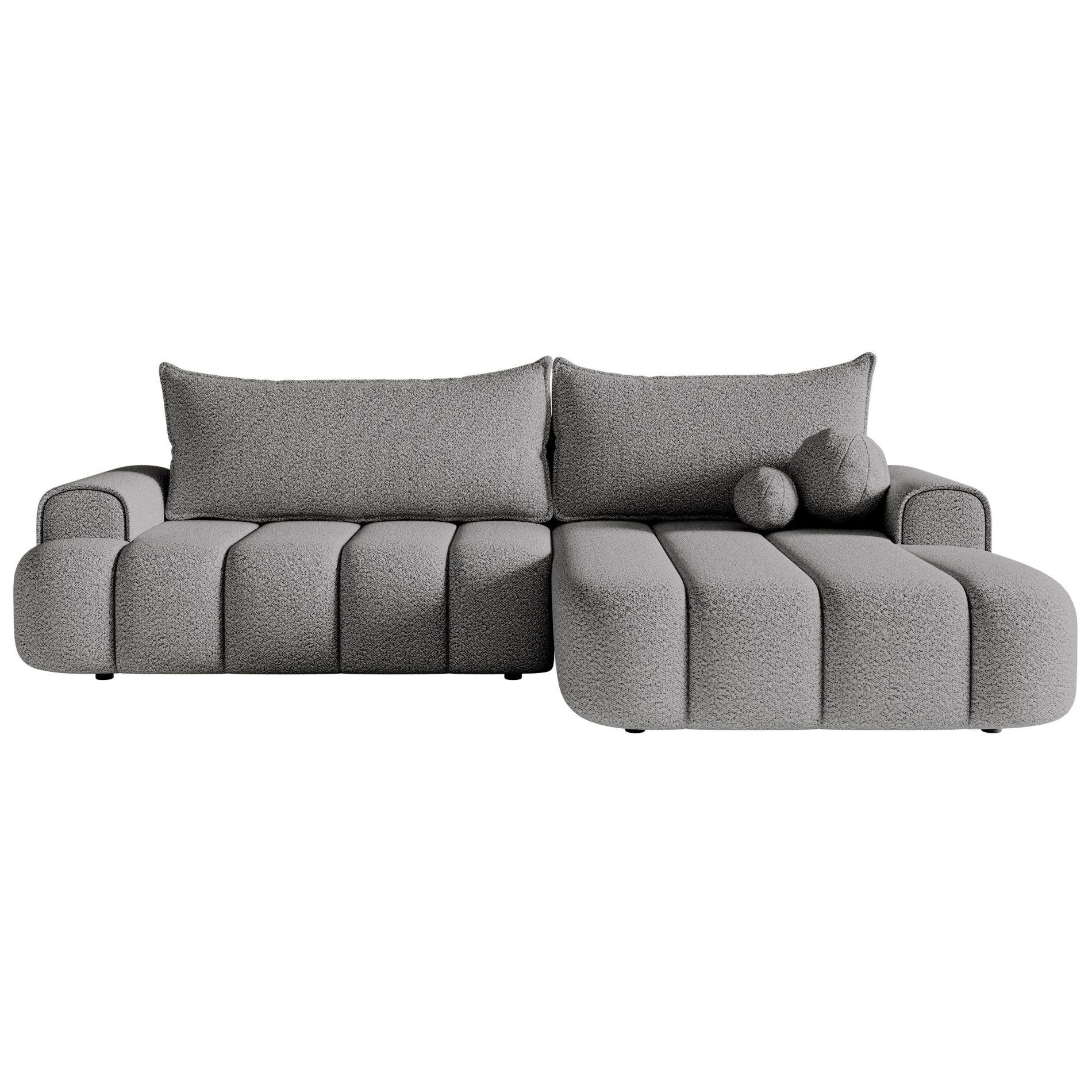 ECKSOFA Dandelino Grau mit Bouclé-Bezug, rechts - Schwarz/Grau, Kunststoff/Textil (275/168cm) - Selsey