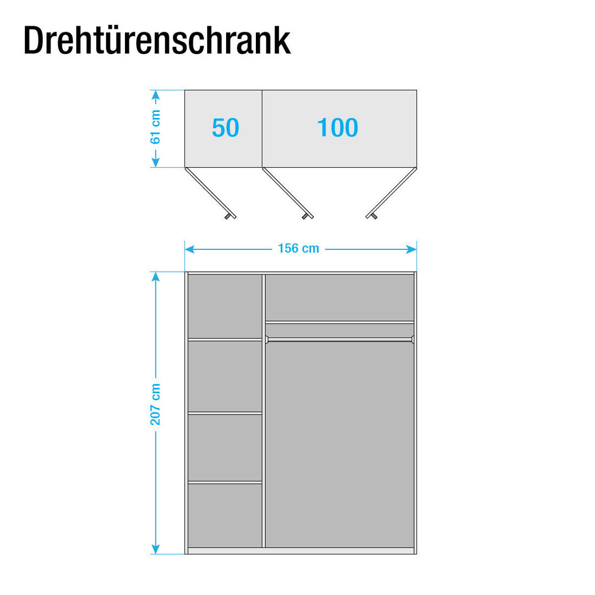 DREHTÜRENSCHRANK - Kernbuche massiv, geölt - Braun, Holz (156/207/61cm) - home24