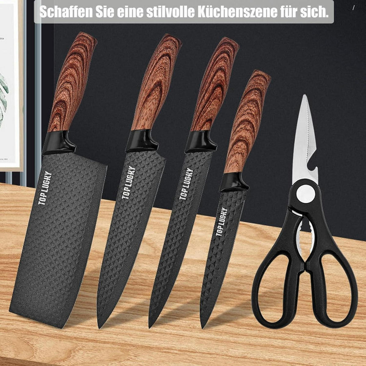 MESSERBLOCK-SET 6-teilig Schwarz Edelstahl Antihaft - Multicolor, Metall
