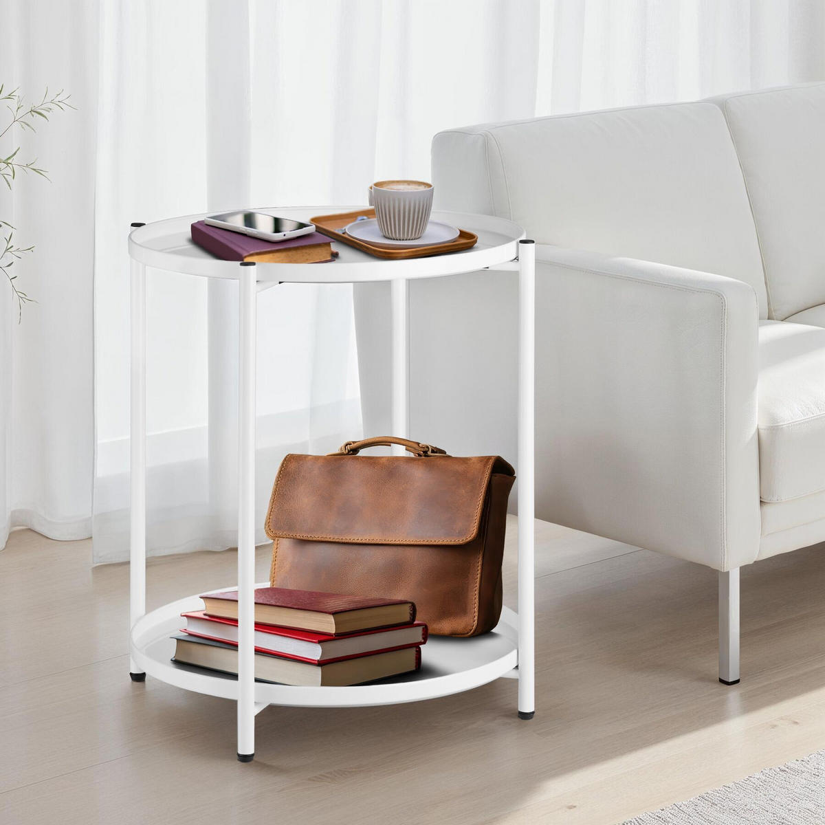 BEISTELLTISCH Oxford,45,5 x 45,5 x 53 cm,weiß - Weiß, Metall (45.5/45.5/53cm) - tectake