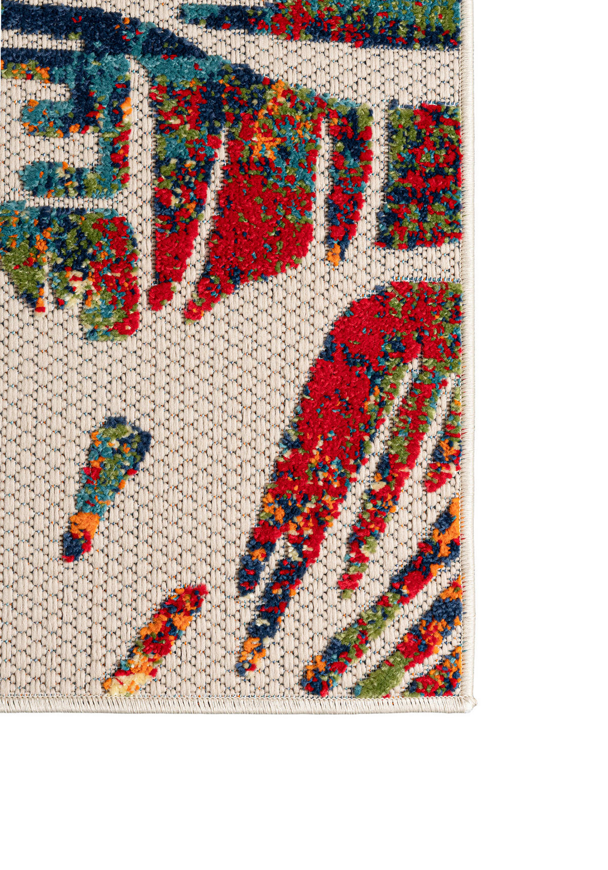 TEPPICH Outdoor Bunte Pflanzlich Kurzflor Rechteckig Boho - 160x230 cm - Rot, Textil (160/230cm) - Mazovia