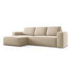 ECKSOFA mit Schlaffunktion Samt Stoff Beige - Beige/Creme, Kunststoff/Textil (258/160cm) - Makamii