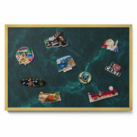 MAGNETTAFEL 60x40 cm Goldener Rahmen Flaschengrüner Marmor - Pastellgrün, Metall (60/50/0.4cm) - TULUP