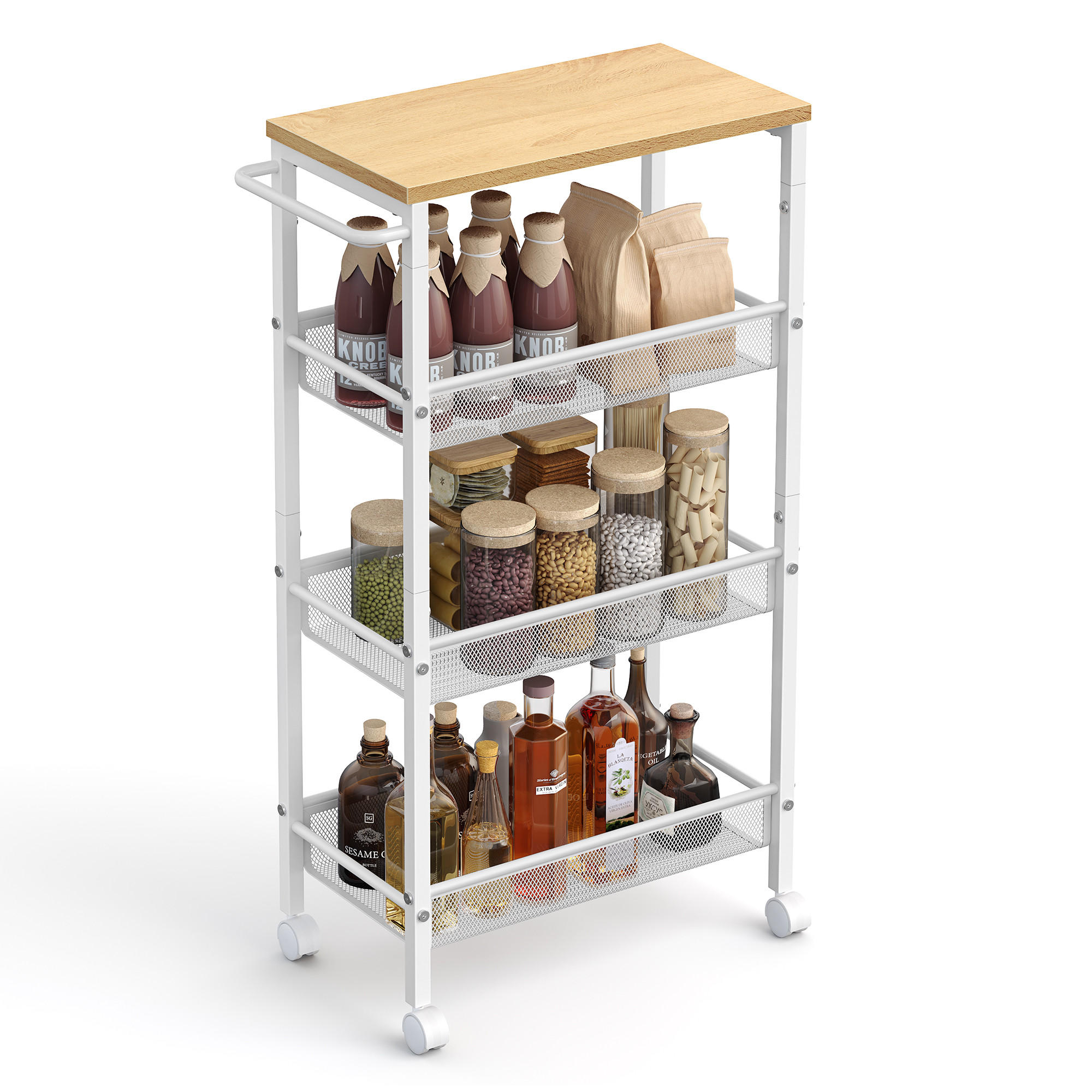 BEISTELLWAGEN Derek - Beige, Holzwerkstoff (22/77/46cm) - VASAGLE