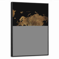 LEINWAND Bilder mit Rahmen - Weltkarte - Gold - Luxus - Erde - Schwarz - 50x70 - Goldfarben, Textil (50/70cm) - MuchoWow