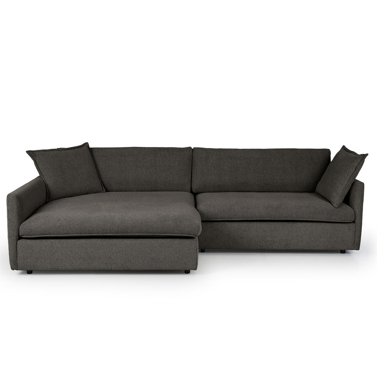 ECKSOFA mit Longchair - Anthrazit/Schwarz, Kunststoff/Textil (290/183cm) - home24