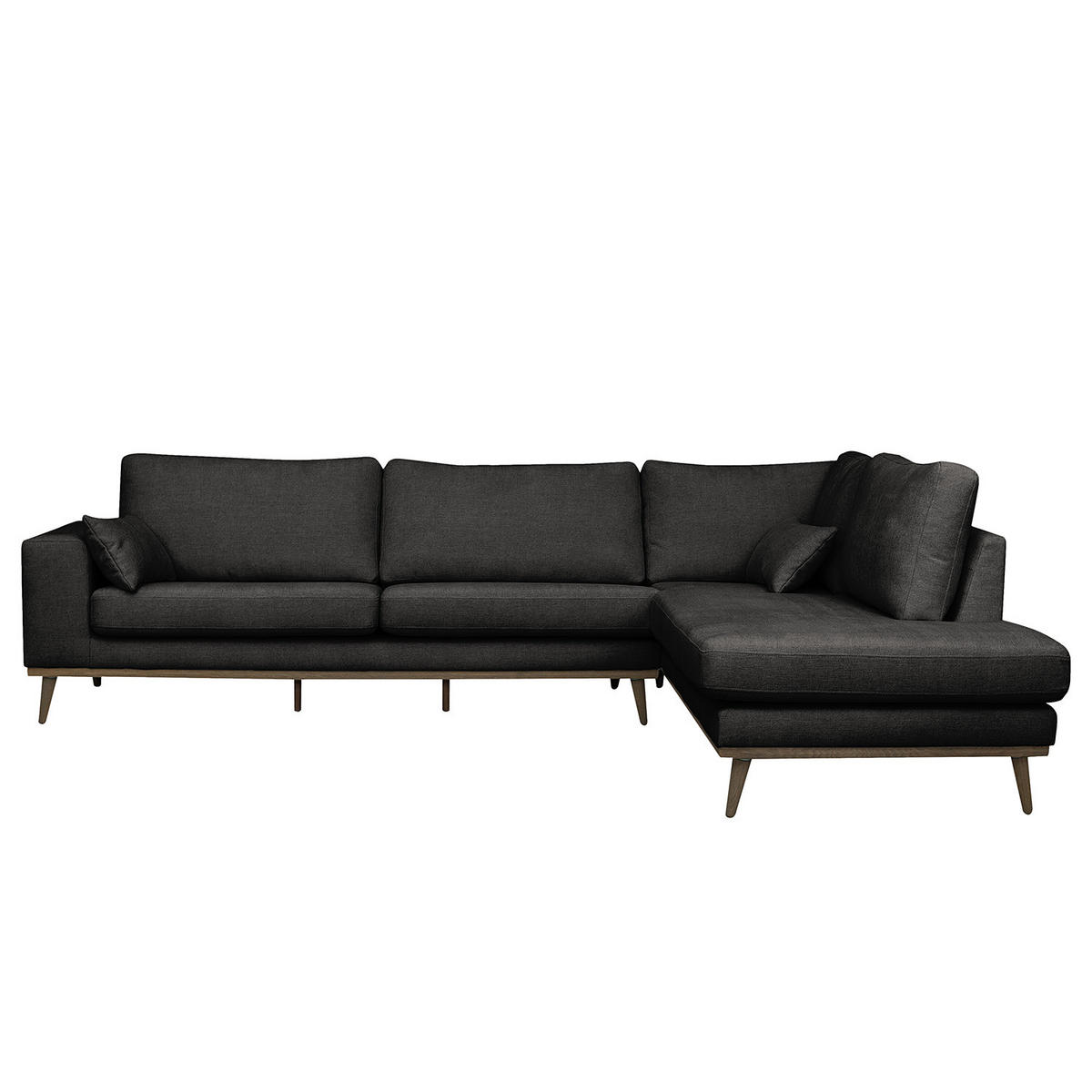 ECKSOFA mit Ottomane - Eichefarben/Schwarz, Eichenholz/Textil (287/219cm) - home24