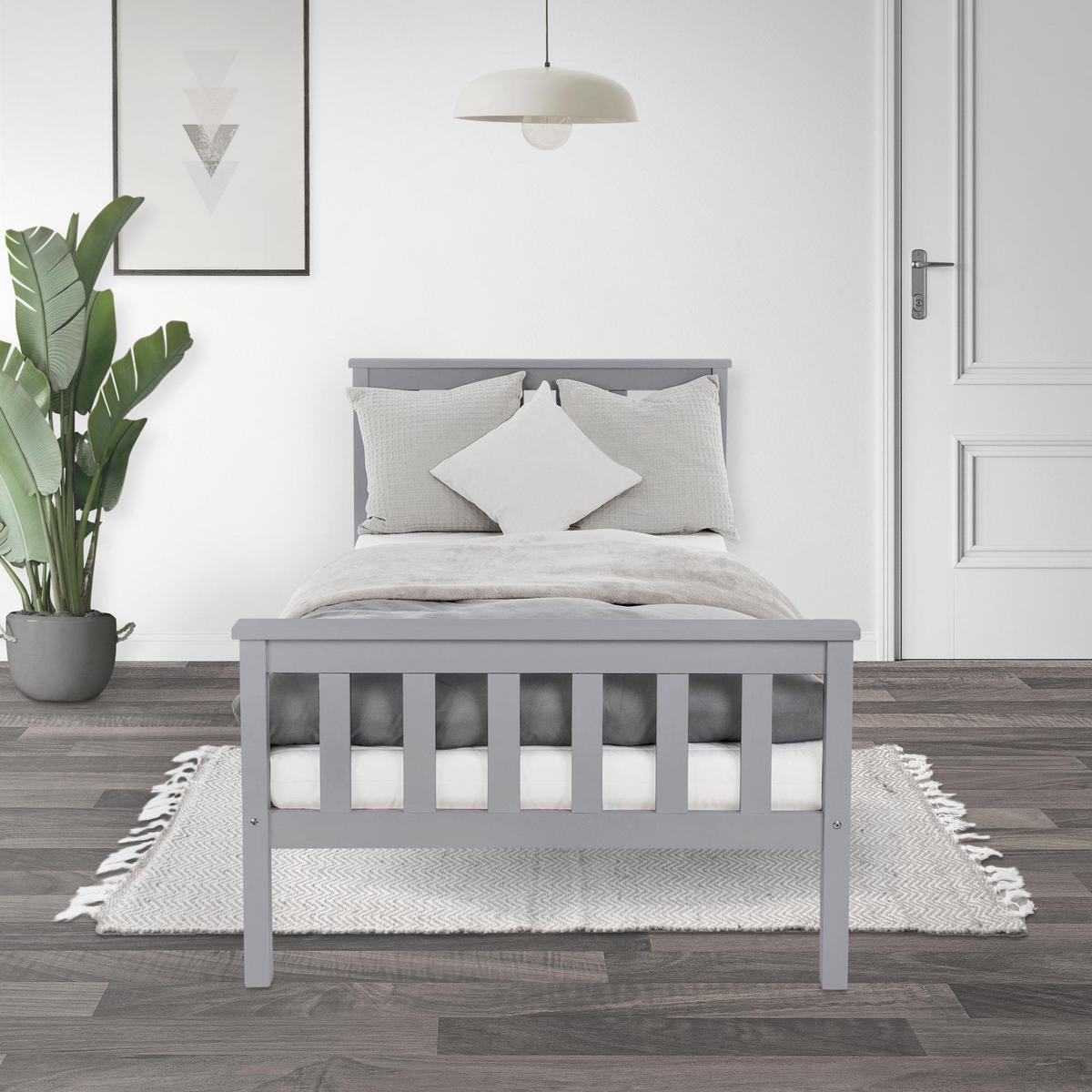 BETTGESTELL 206/98/80 cm - Hellgrau, Holz (90/200cm) - ML-DESIGN
