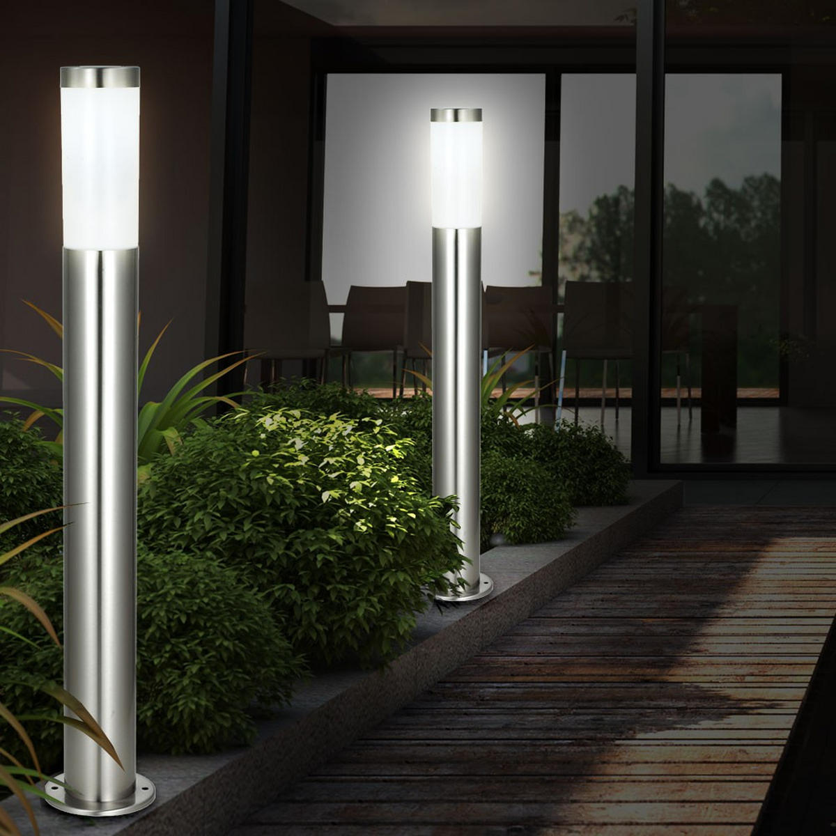 STEHLEUCHTE Silber 2er Set - Silberfarben, Kunststoff (7.8/110/7.8cm) - Globo Lighting