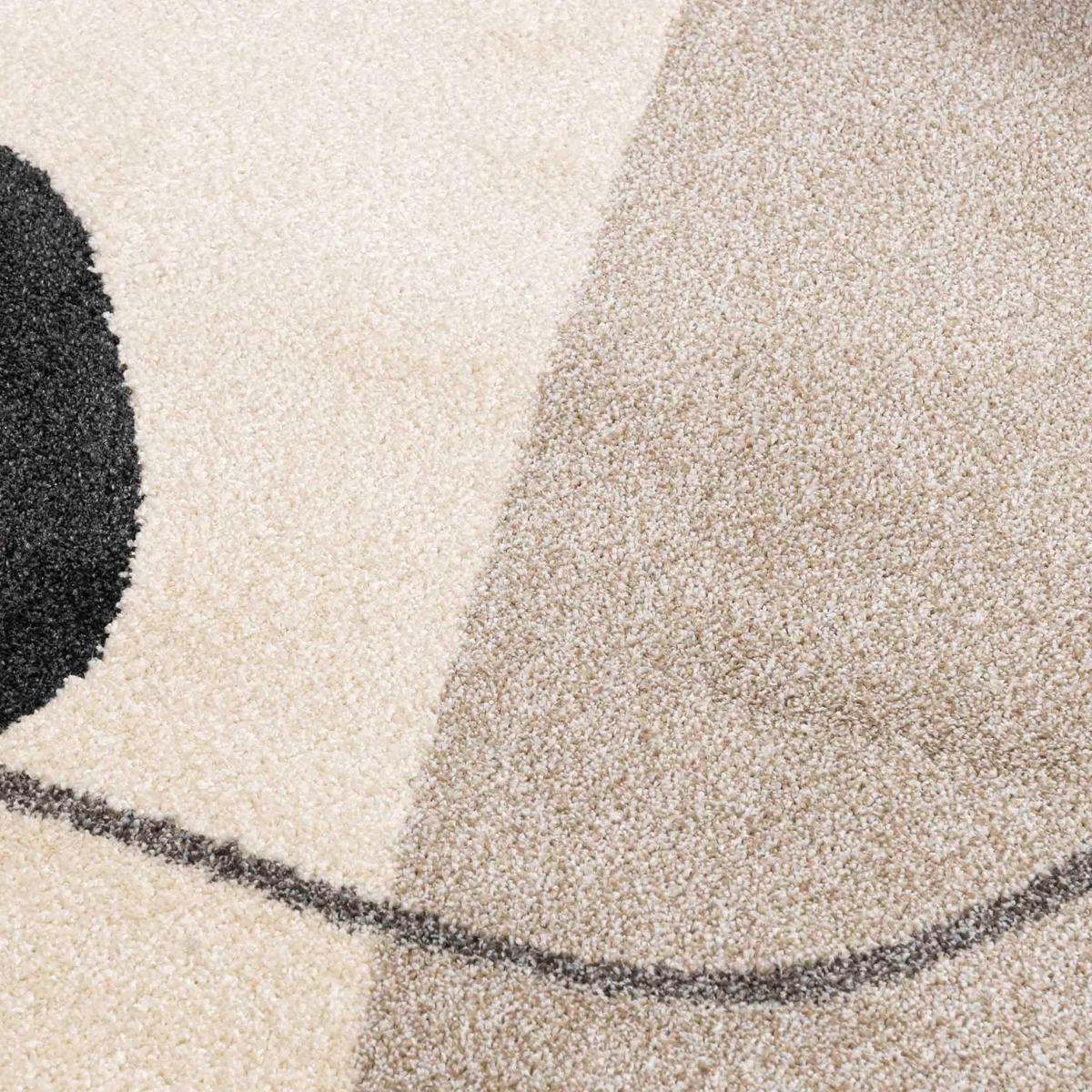 TEPPICH Beige Geometrisch In-Outdoor Pflanzlich Kurzflor Rechteckig 160 x 230 cm - Taupe/Schwarz, Textil (160/230cm) - Mazovia