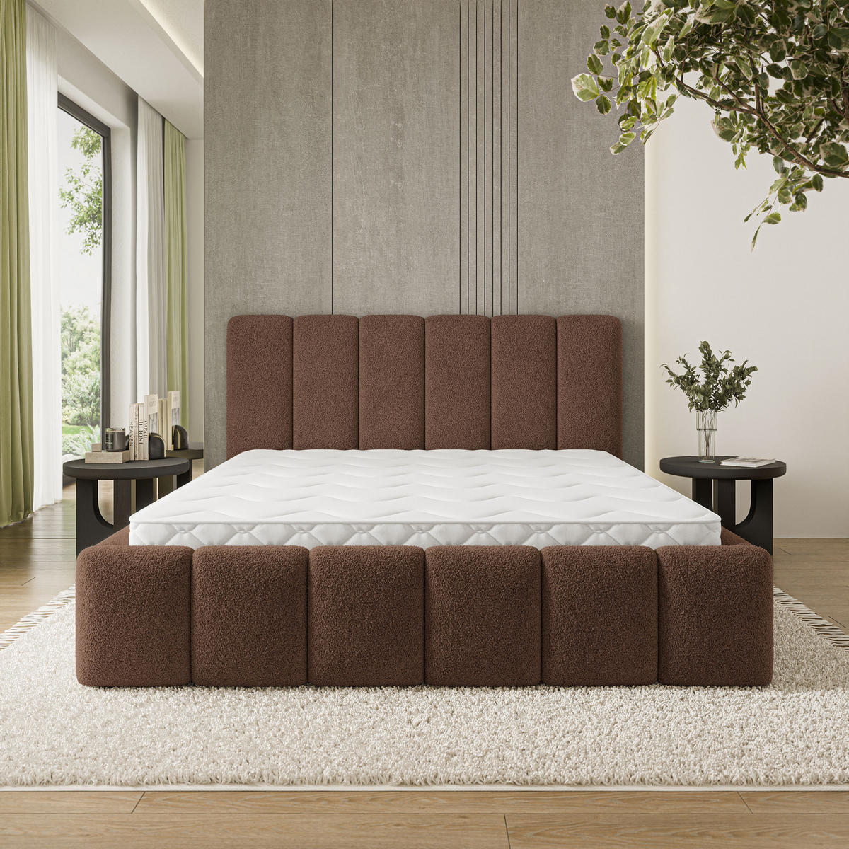 POLSTERBETT ATTORA Q 180x200 cm mit Bettkästen - Braun - Braun, Holz (180/200cm) - MASSENO