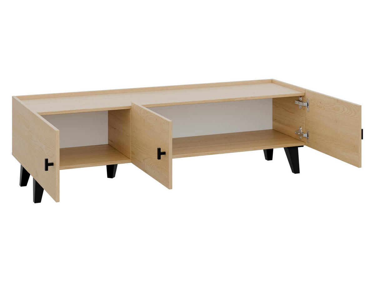 TV-LOWBOARD Vurkizo 150 3D - Eichefarben/Schwarz, Holzwerkstoff/Kunststoff (151/45/40cm) - MIRJAN24