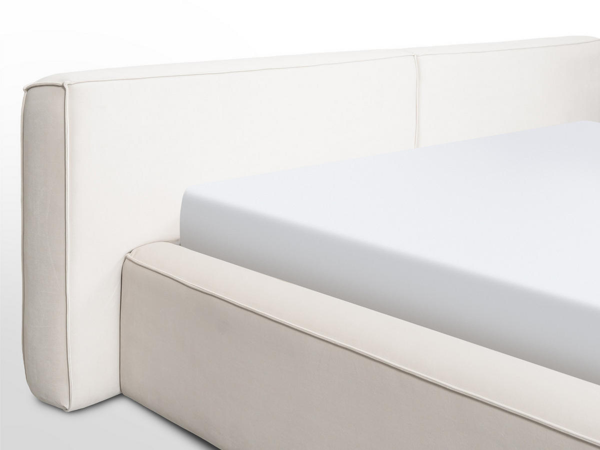 POLSTERBETT Jodie XL Low Cream 200/200 cm Samt mit Bettkasten - Creme, Textil/Metall (200/200cm) - wonello