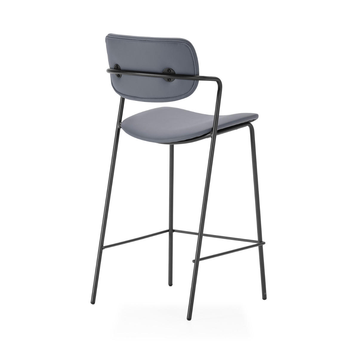 SADA 2 stoliček s černými kovovými nohami, výška 66 cm - MAIKA - tmavě šedá, plast (51/66/44cm) - Calicosy