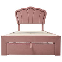 KINDERBETT 90/200 cm Rosa, mit LED-Beleuchtung, Schubladen, verstellbarem Kopfteil und Lattenrost - Pink, Textil