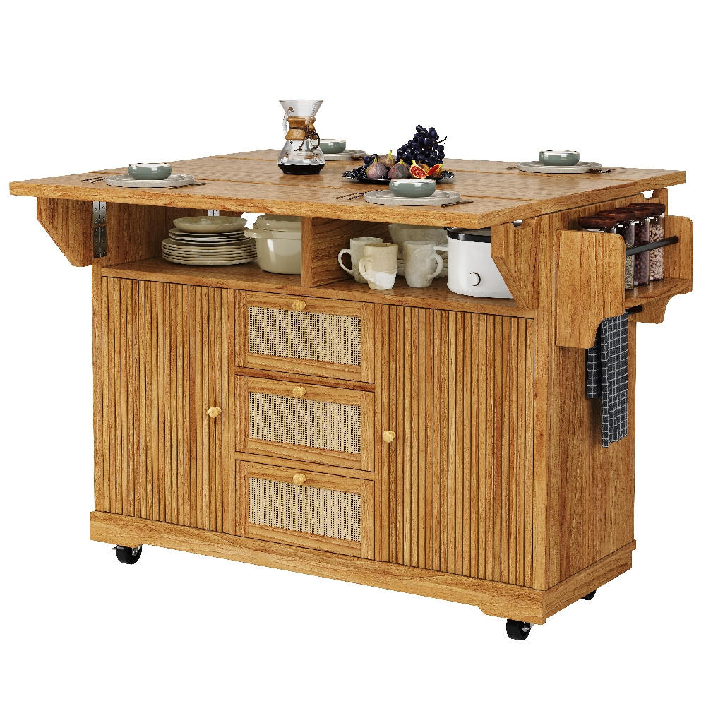 KÜCHENINSEL SERVIERWAGEN AUSKLAPPBAR, Küche Balkon Camping, 142,5/80/95 cm - Dunkelbraun, Kunststoff (80/95/142.5cm) - Rolipo