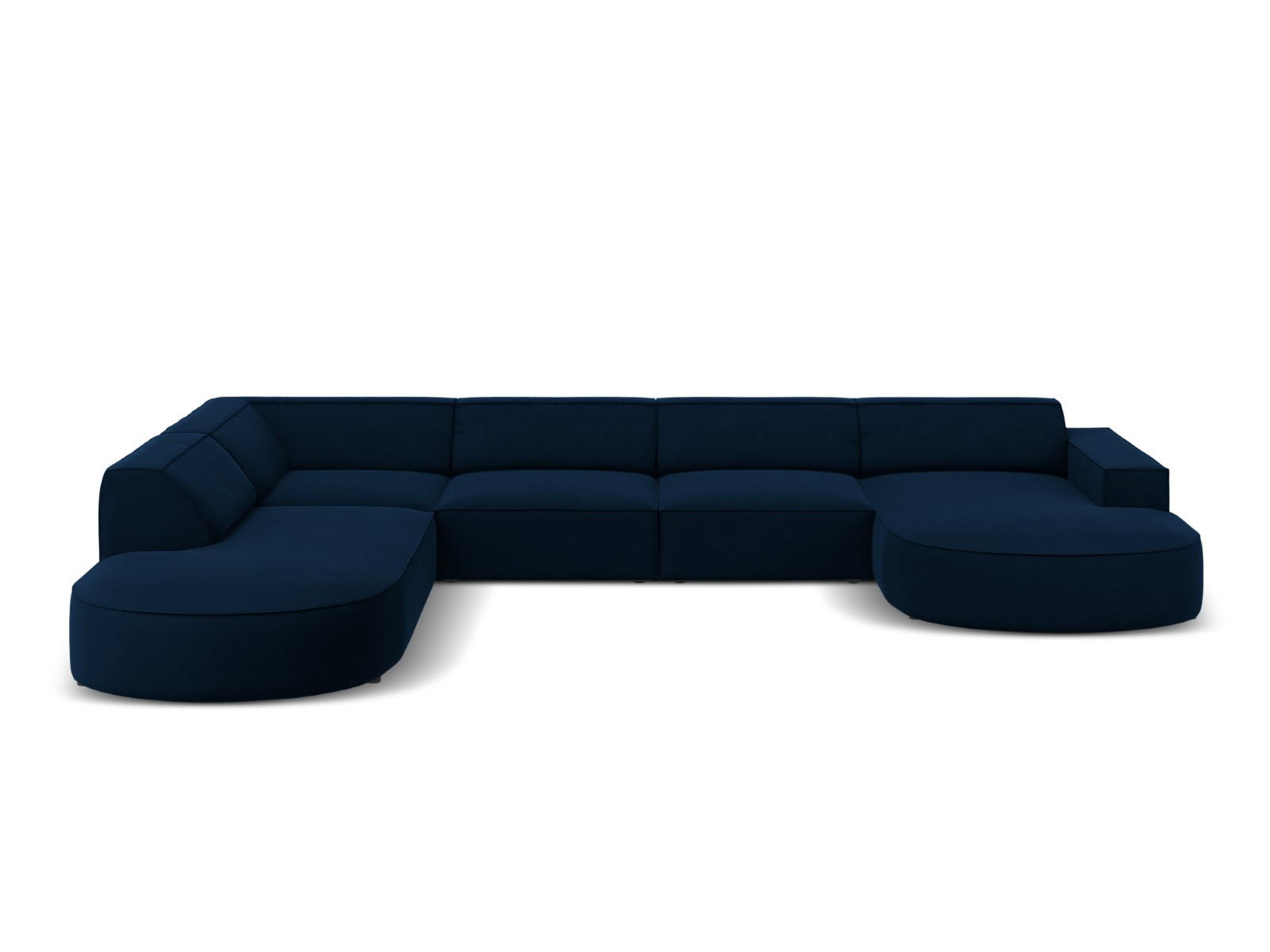 PANORAMASOFA links Jodie aus Samt königsblau 7 Sitzplätze - Blau, Textil (262/70/364cm) - Micadoni