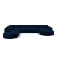 PANORAMASOFA links Jodie aus Samt königsblau 7 Sitzplätze - Blau, Textil (262/70/364cm) - Micadoni