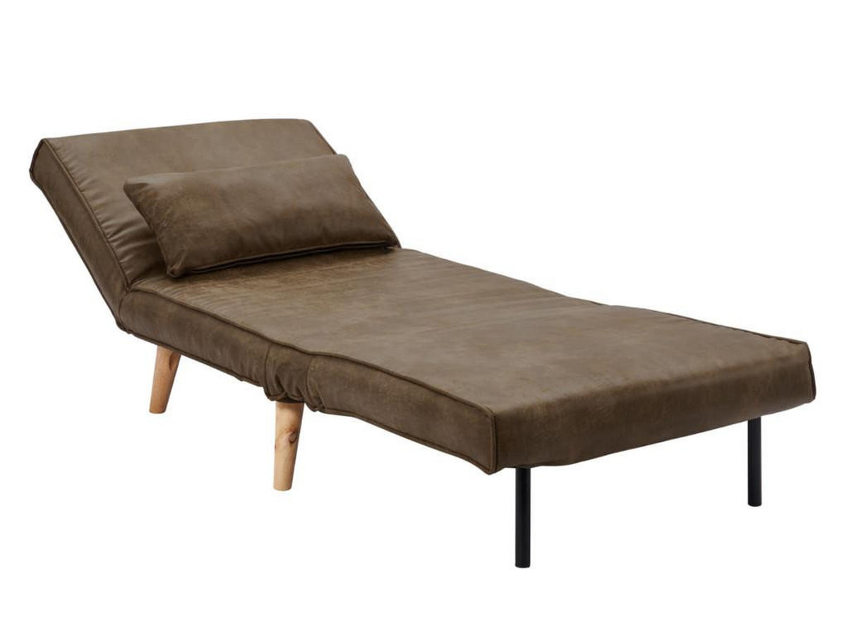 FUTONSESSEL - Microfaser - Vintage Look - Braun - POSIO - Braun, Textil (78/75/74cm) - Vente-Unique