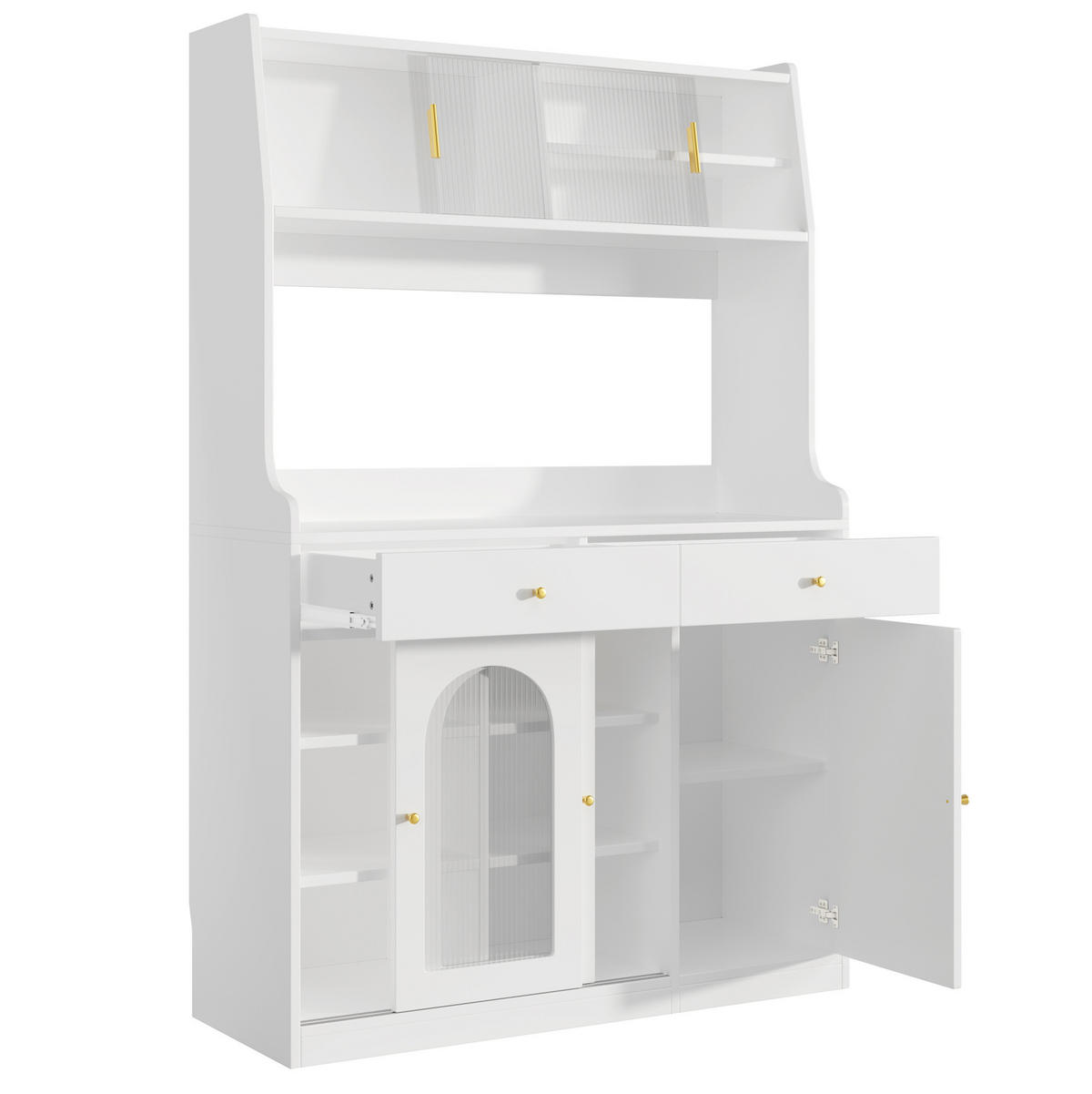 SKŘÍŇ na nádobí 120/40/180 cm bílá z MDF a dřevotřísky s LED osvětlením - bílá, kompozitní dřevo (120/180/40cm) - BEAOK