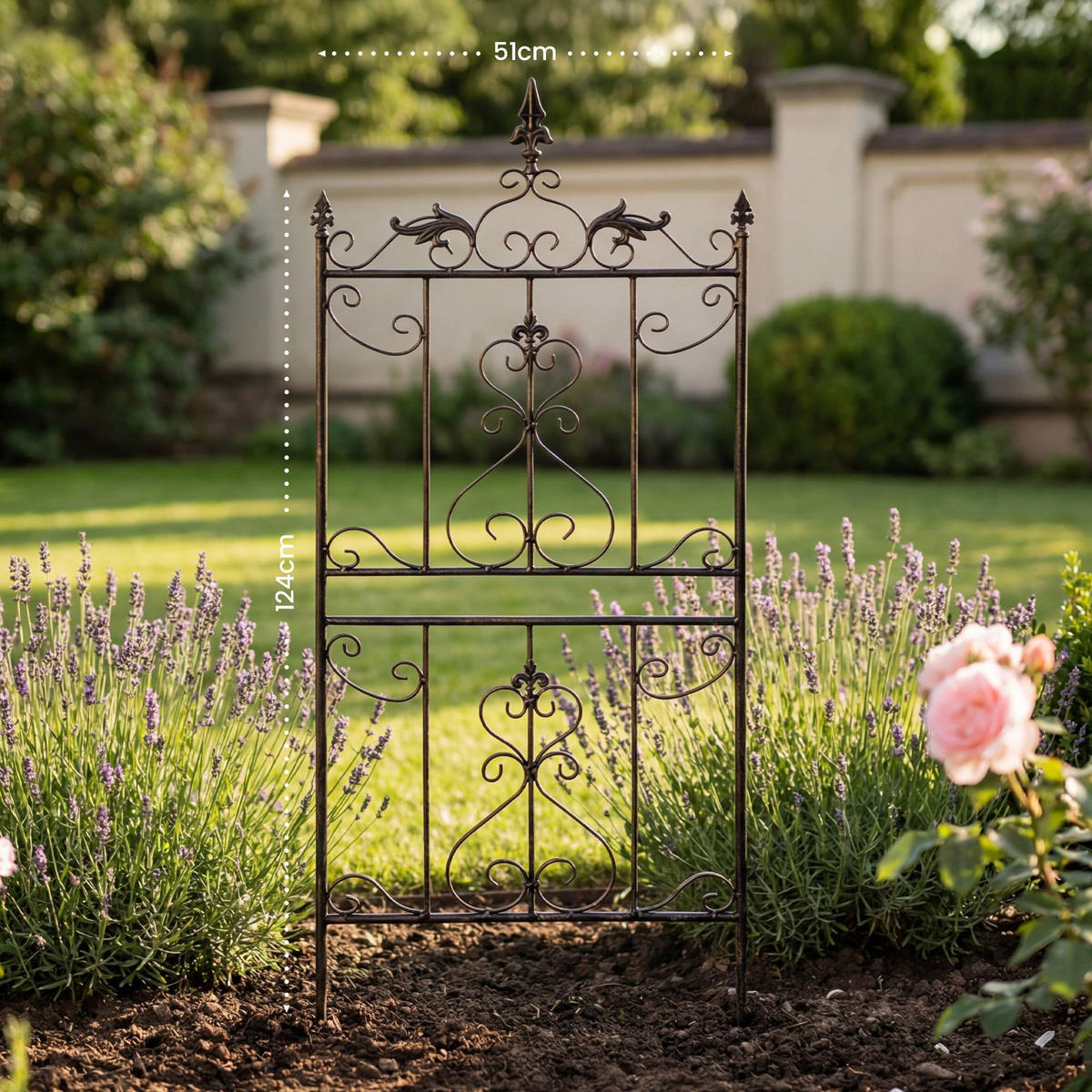 RANKGITTER Ines 2er Set 51x3x124cm Metall Bronze Rankhilfe - Bronzefarben, Metall (51/124/3cm) - DELUKE