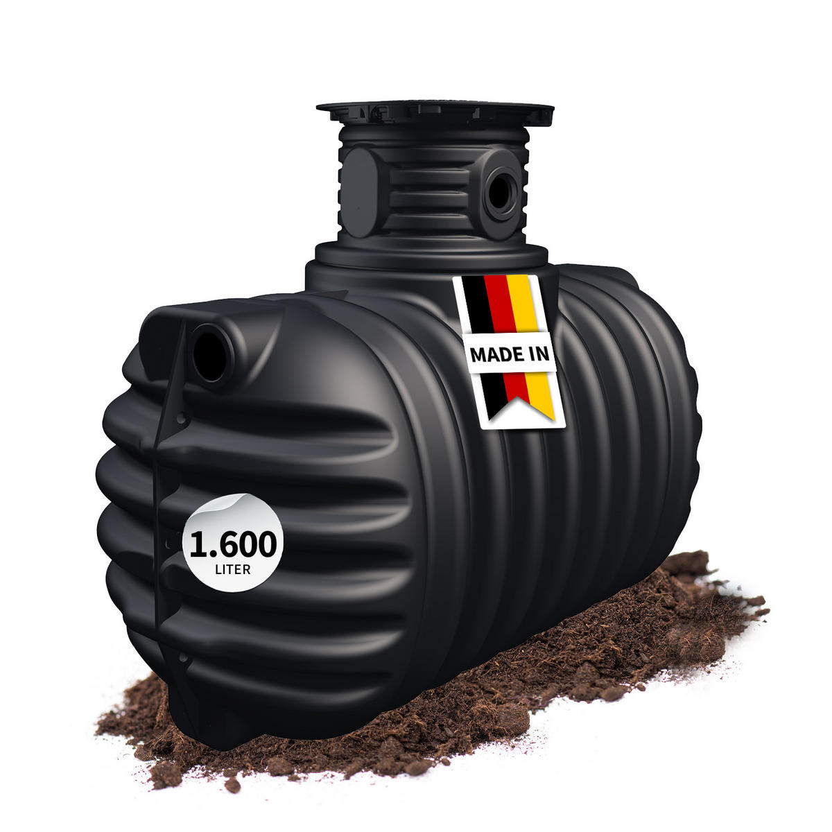 ERDTANK 1600 L inkl. Schachtverlängerung - Schwarz, Kunststoff (105/118/210cm) - 4rain