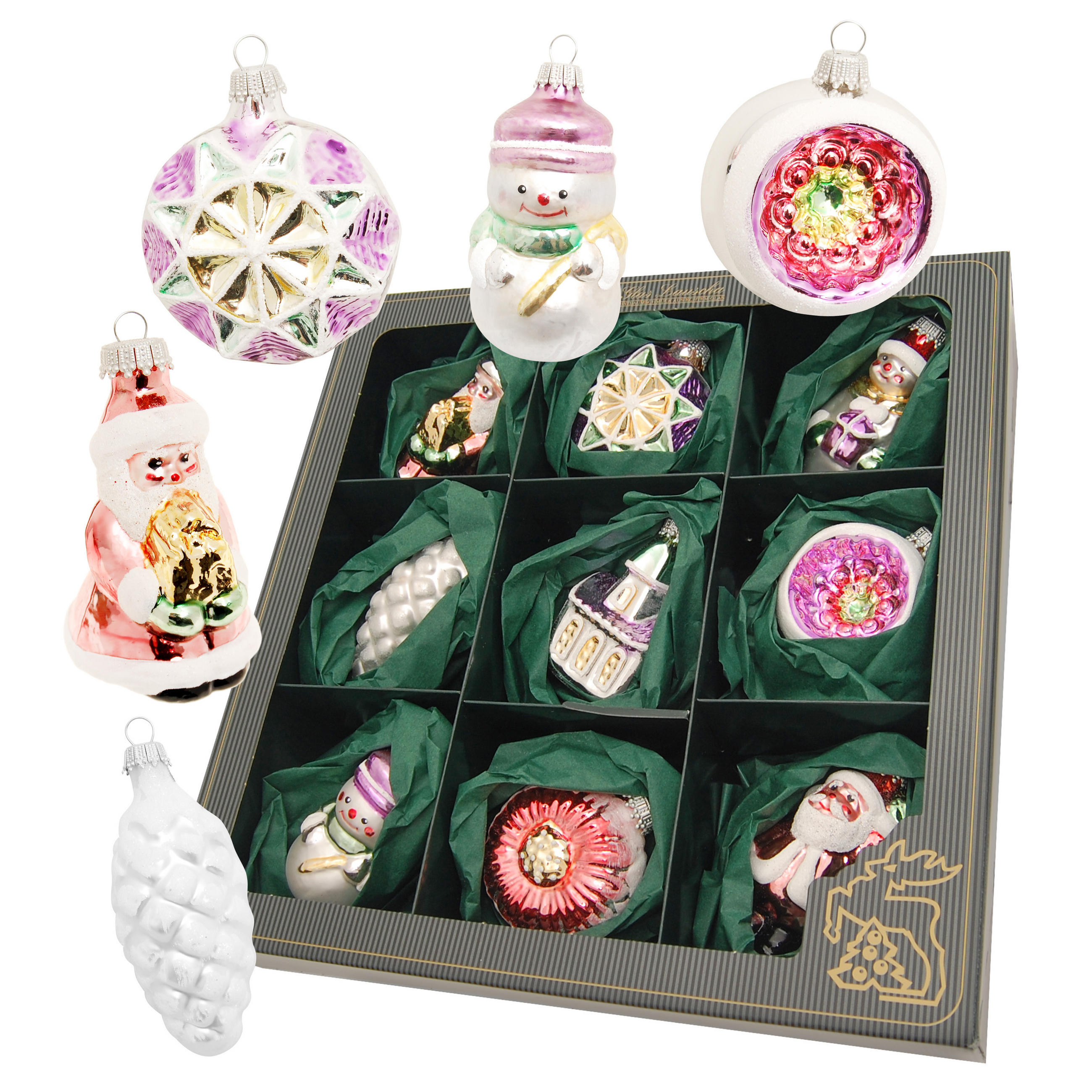 Krebs Glas Lauscha Christbaumschmuck Silber 6x9x5 cm