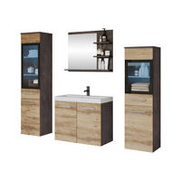 BADMÖBEL-SET Madrit I mit RGB LED Beleuchtung - Braun/Grau, Holzwerkstoff (30/132/30cm) - MIRJAN24