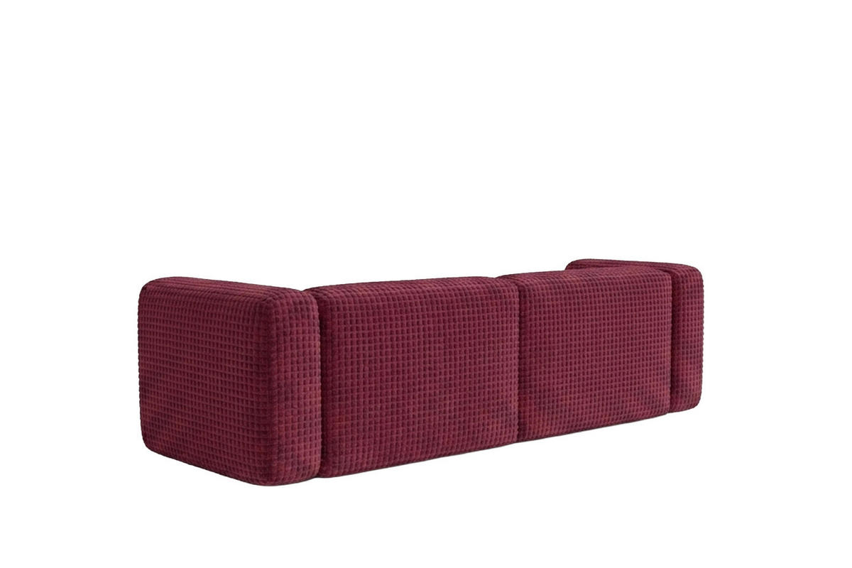 SOFA 2-Sitzer, Chenille-Stoff Cremona, Rotwein, GRETA - Weinrot, Holz (228/70/89cm) - Kaiser Möbel