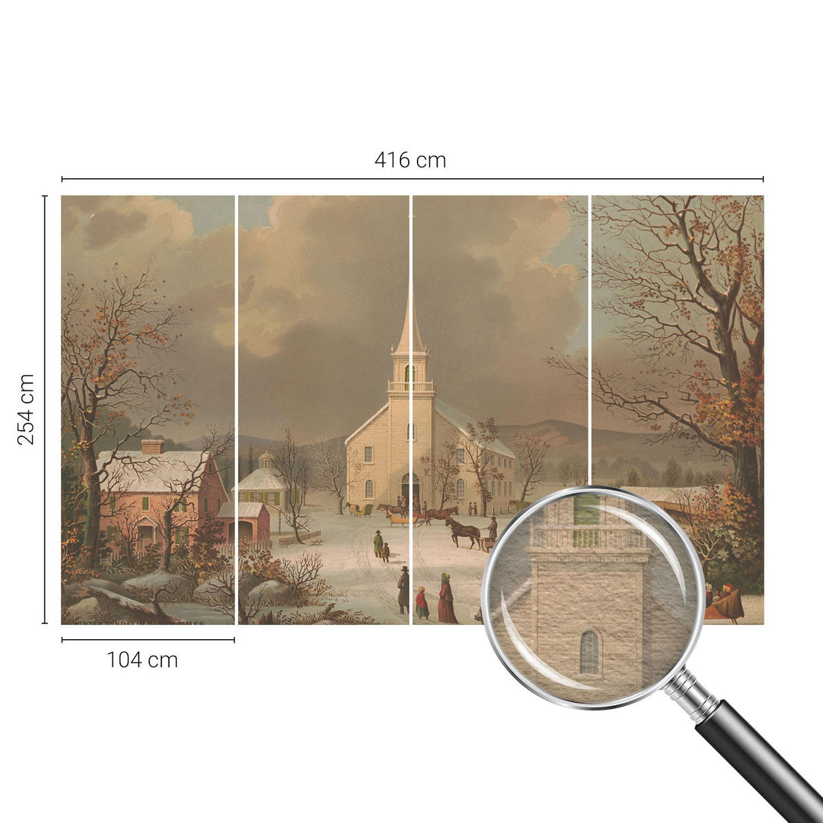 FOTOTAPETE 416x254 cm - Winterlandschaft - Braun, Textil (416/254cm) - Wallfluent