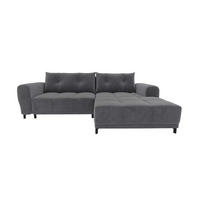 ECKSOFA Massimo Cordstoff Graphitfarben inkl. Schlaffunktion Rechts - Schwarz/Graphitfarben, Textil/Metall (246/177cm) - 99rooms