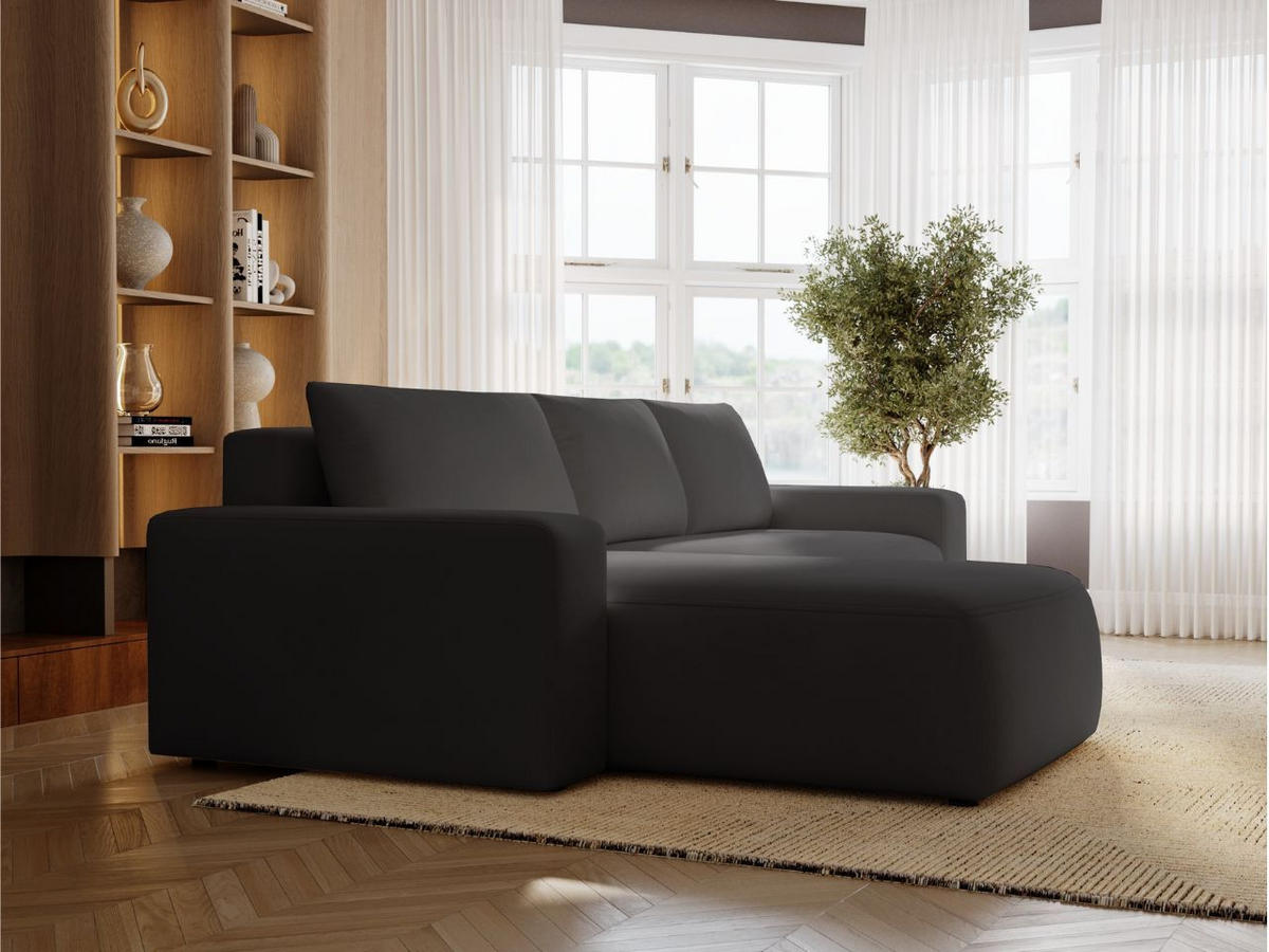 ECKSOFA Tazones Schwarz Links - Schwarz, Holz/Kunststoff (250/165cm) - Graingold