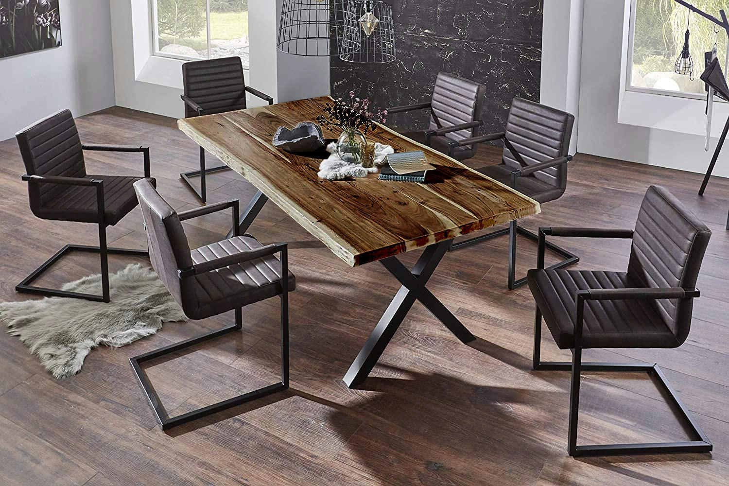ESSTISCH XEREZ - Schwarz/Braun, Holz/Metall (100/200/79cm) - SAM