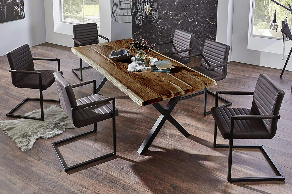 ESSTISCH XEREZ - Schwarz/Braun, Holz/Metall (100/200/79cm) - SAM