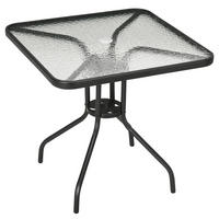 GARTENTISCH 76/76/72 cm schwarz aus Metall mit Glasplatte und Schirmloch - Naturfarben, Metall (76/76/72cm) - OKWISH