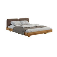 MASSIVHOLZBETT Eyko MAUI, 140/200, Wildeiche - lackiert, Samt-Kopfteil Braun - Eichefarben/Braun, Holz/Textil (140/200cm)