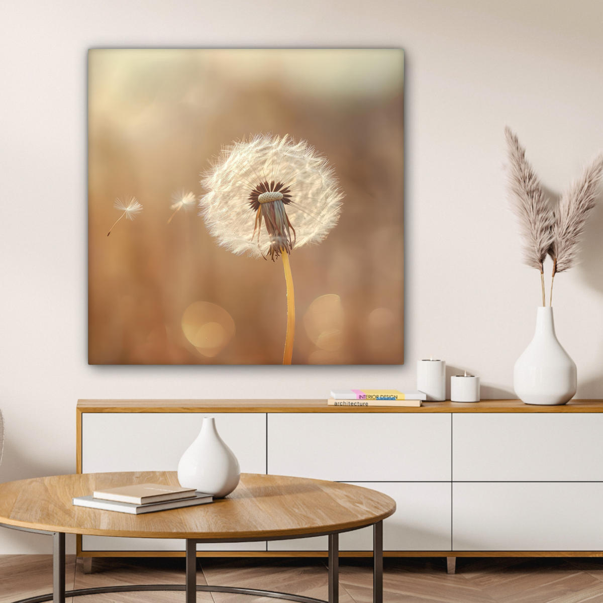 LEINWANDBILD Löwenzahn - Beige - Natur - Blume 90x90 cm - Hellbraun, Textil (90/90cm) - MuchoWow