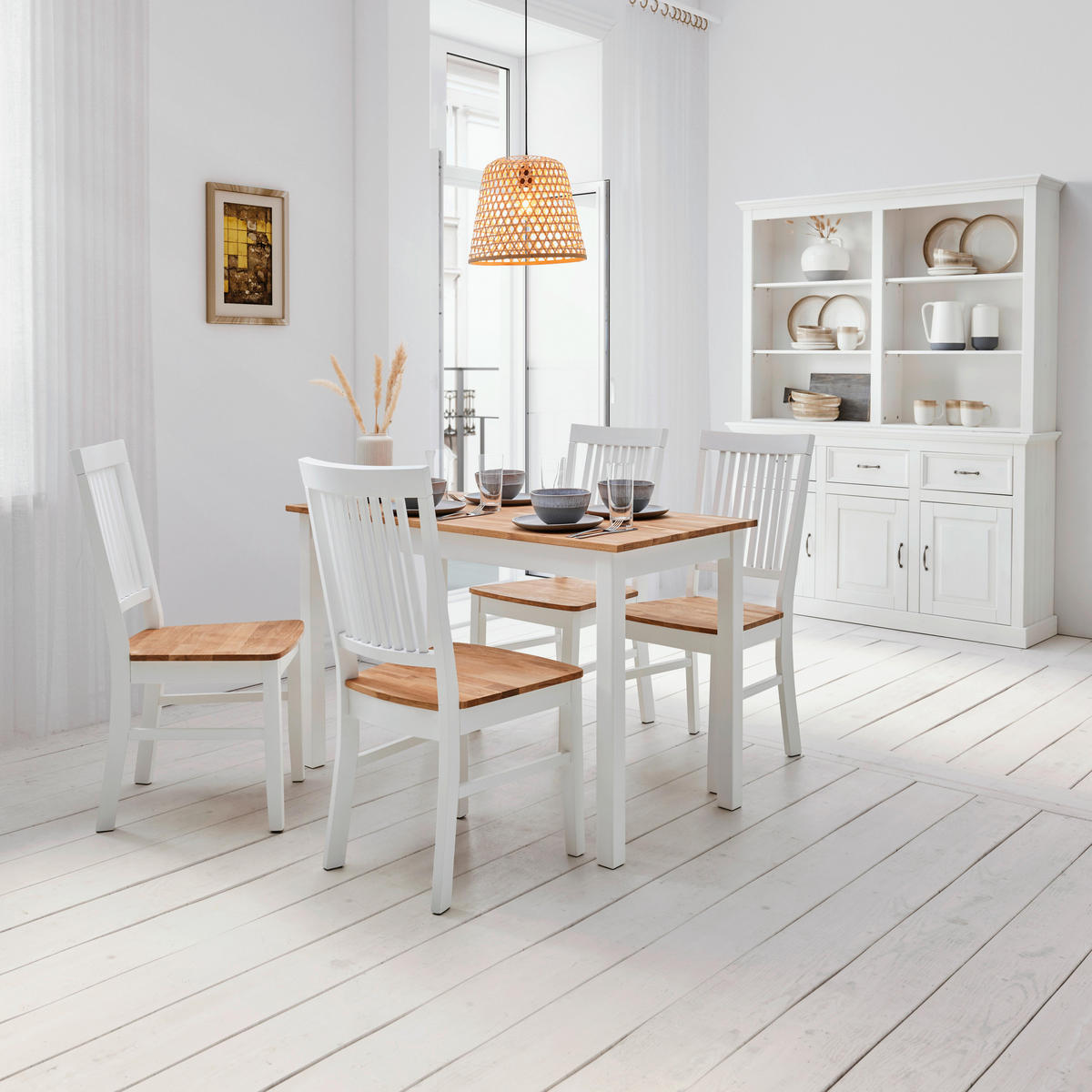 ESSTISCH Antalia Naturfarben /Weiß Echtholz - Naturfarben, Holz (60/120/75cm) - Bessagi Home