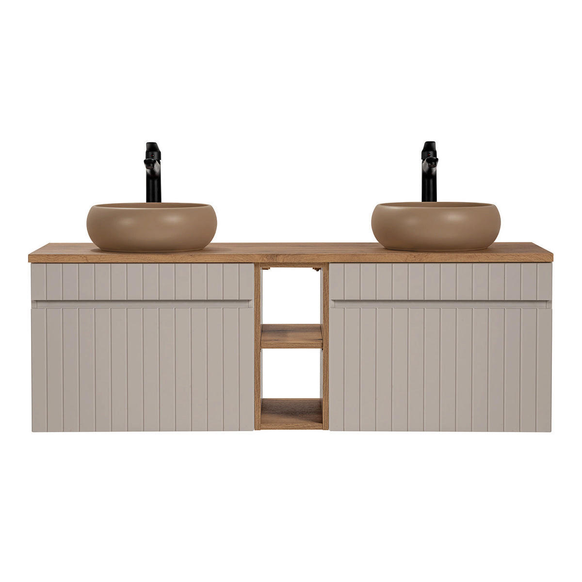 DOPPELWASCHTISCH 140.4cm Zelie Kaschmir - Beige, Holzwerkstoff (140.4/48/46cm) - Petits-meubles