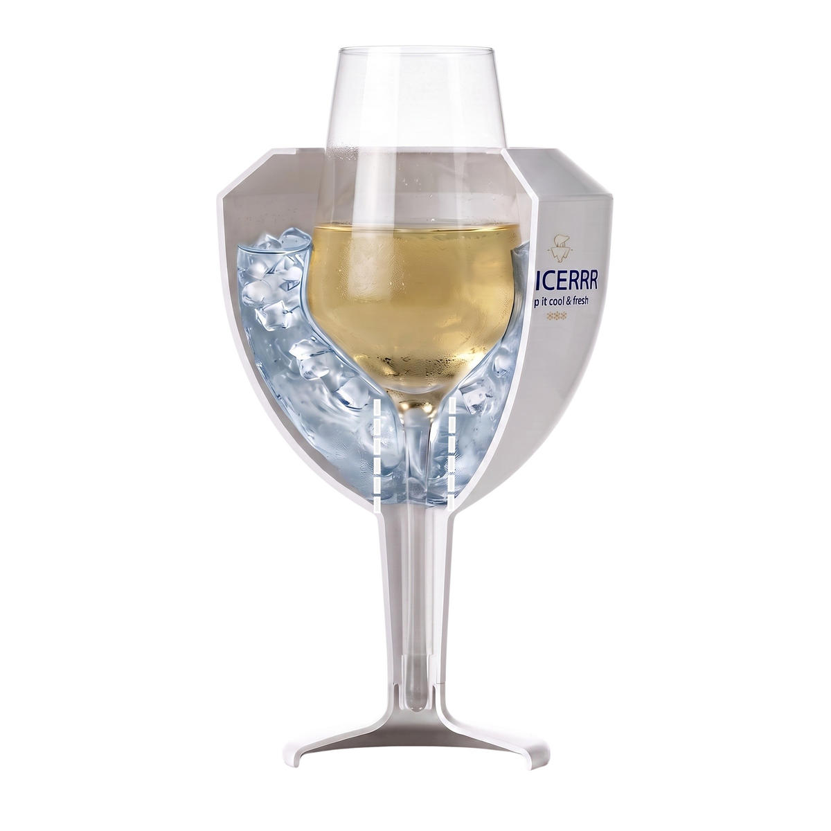 WEINGLASKÜHLER - und Halterset + Glas - 2-teilig - Weiß, Kunststoff (0.1L)